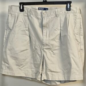Polo by Ralph Lauren Men’s Cream Pleated Cotton Shorts